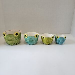 Set Of 4 Frog Ceramic Nesting Measuring Cups Hanpainted Stoneware Pier 1